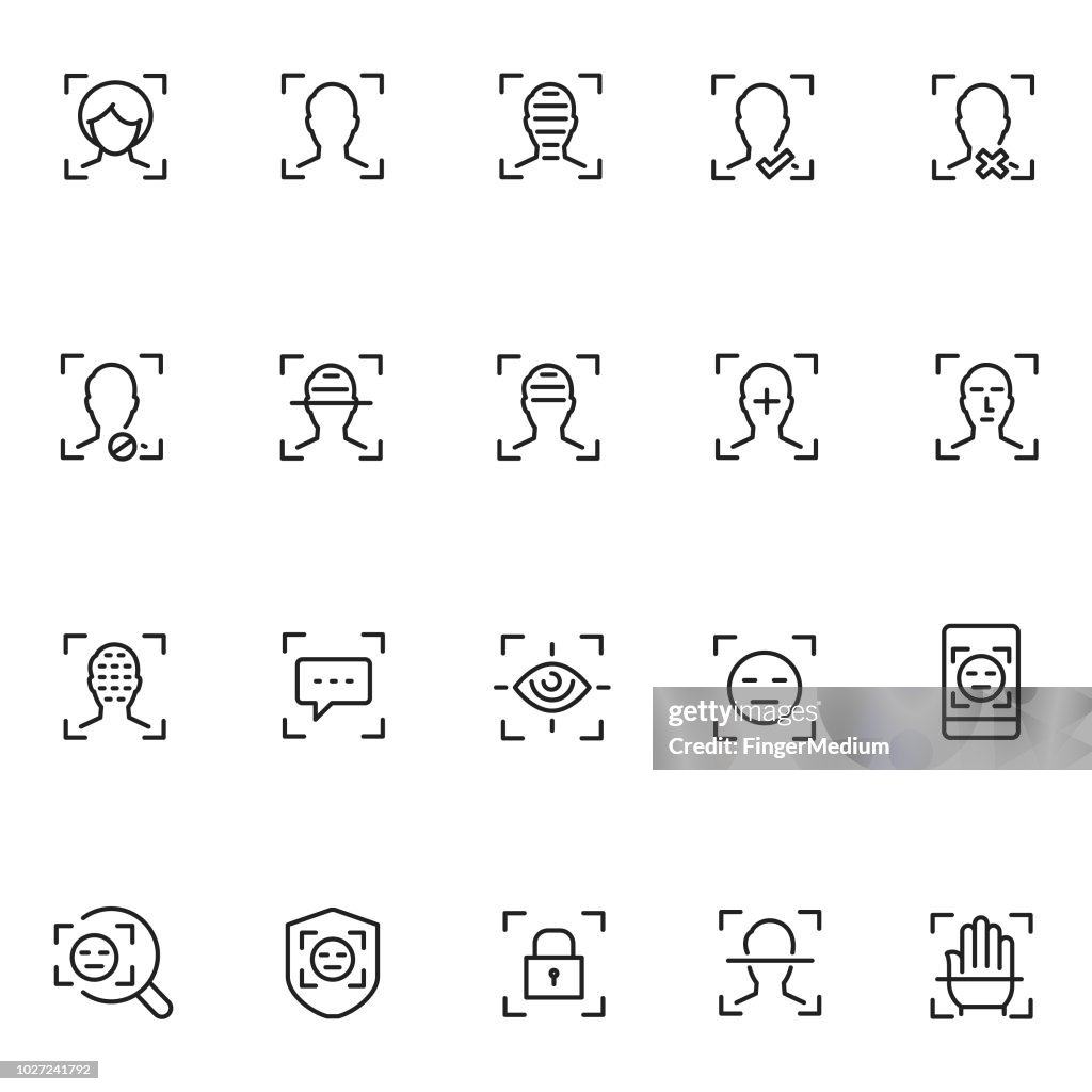 Face recognition icon set