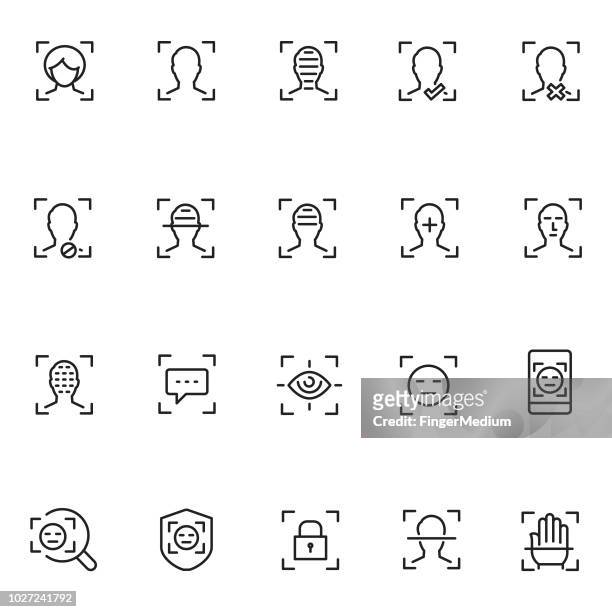 face recognition icon set - identity stock illustrations