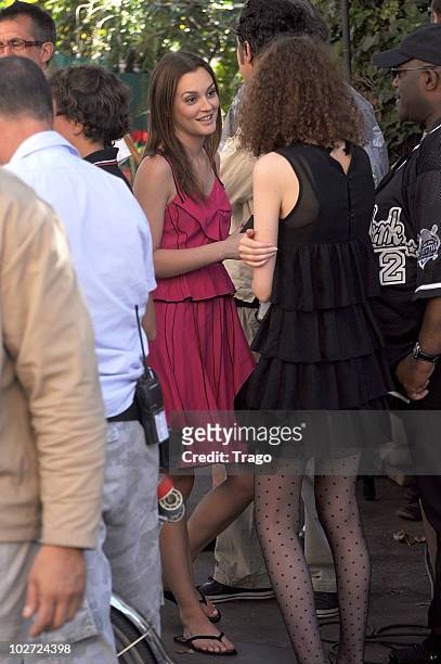 Leighton Meester is sighted on location for "Gossip Girl" in Paris on July 8, 2010 in Paris, France.