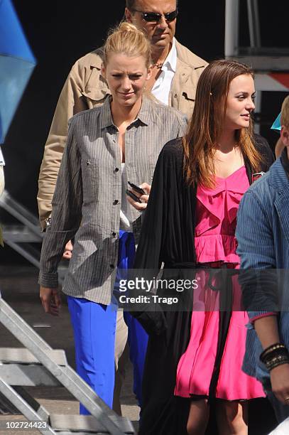 Blake Lively Leighton Meester are sighted on location for "Gossip Girl" in Paris on July 8, 2010 in Paris, France.