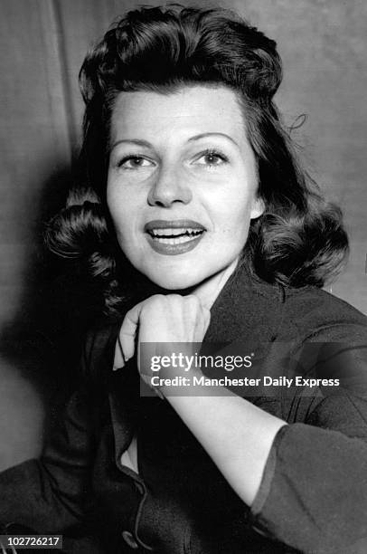 Rita Hayworth, 1956. Screen star Rita Hayworth who arrived in London last night to star on her first British Film 'Fire Down Below' was to be seen at...