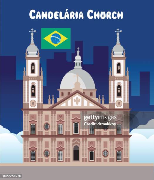 candelaria church - rio de janeiro stock illustrations