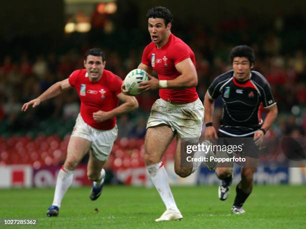 Mike Phillips of Wales in action during match 22 of the Rugby World Cup 2007 between Wales and Japan at the Millennium Stadium on September 20, 2007...