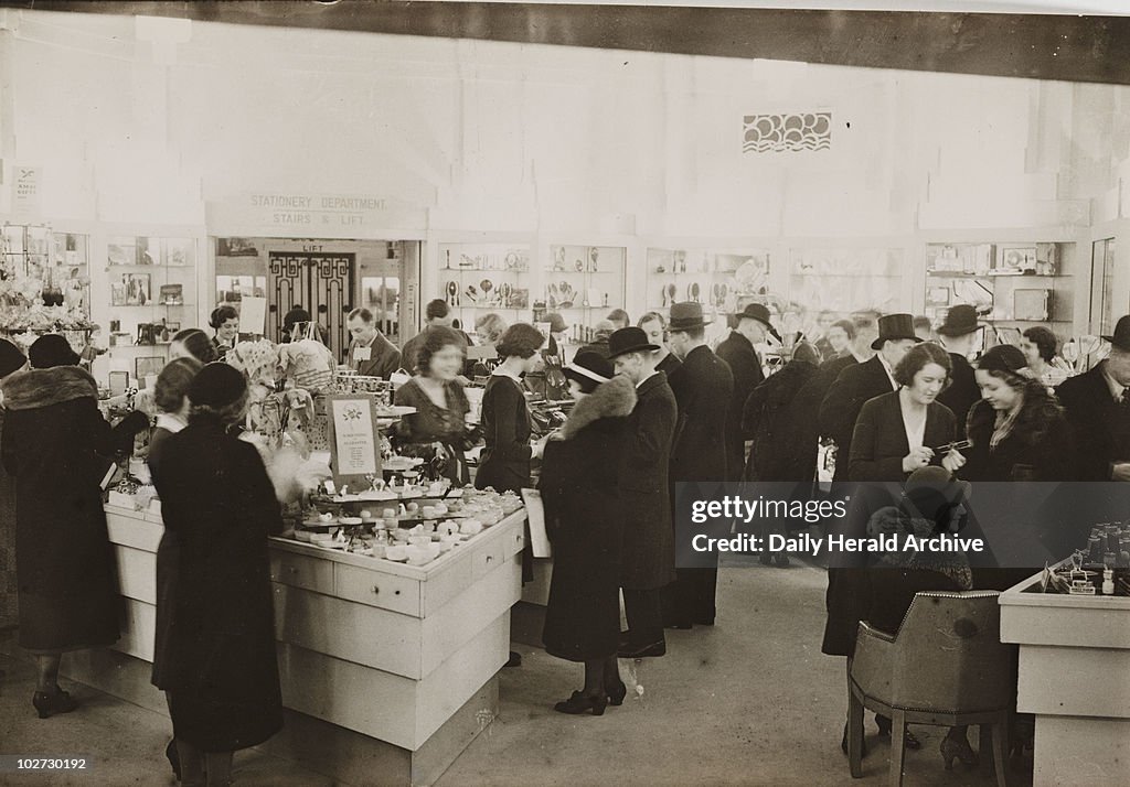 Interior of Boots the Chemist, Regent Street, London, 8 December 1932. "