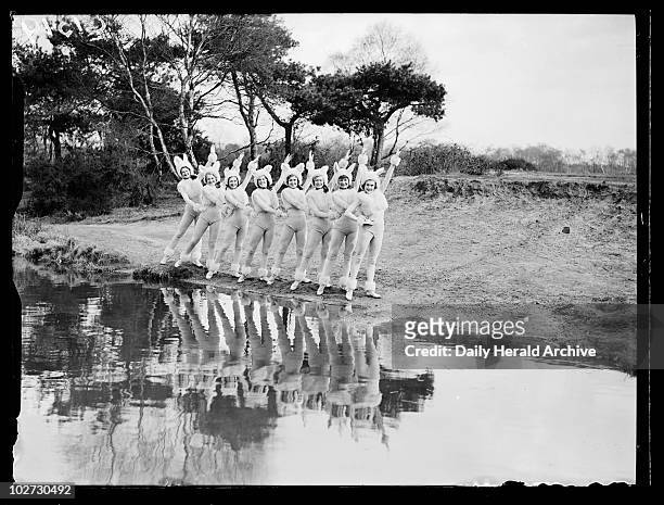 The Sherman Fisher Palladium Girls rehearsing their Bunny Dance,' 1933. A photograph showing the Sherman Fisher Palladium Girls dancers dressed for a...