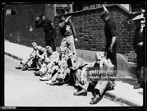 Imagining life in Nazi Germany, 1934. A photograph showing English people dramatising life in Nazi Germany on Suffolk Labour and Cooperative Day,...