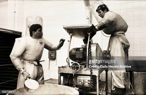 The Pill', 1968. A photograph showing two workers in the wet granulating room at G.D. Searle's High Wycombe phamaceutical factory, taken by Tony...