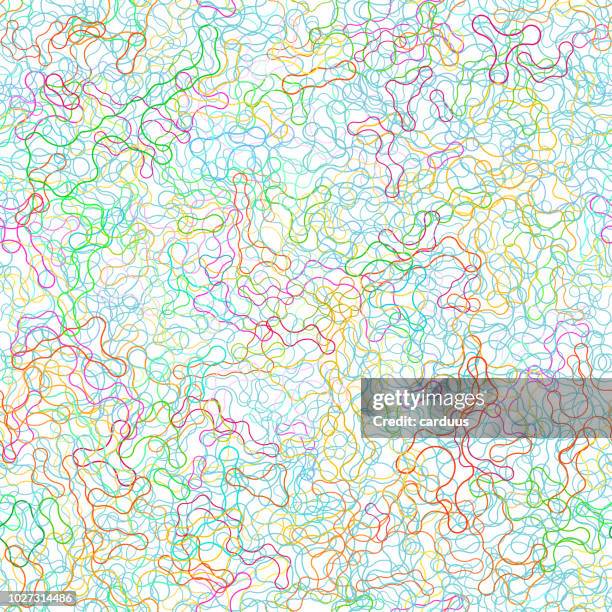 multi-colored doodle seamless pattern - linen texture background stock illustrations