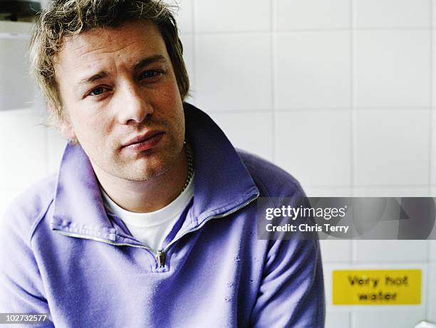 Chef Jamie Oliver poses for a portrait shoot in London, England.