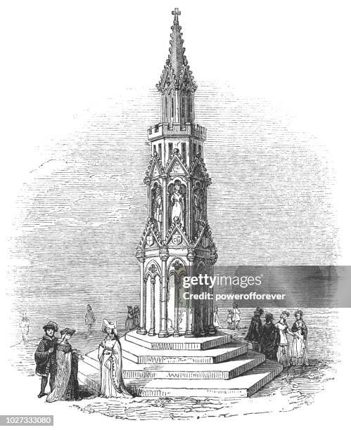 eleanor cross at charing cross in westminster, london, england - eleanor stock illustrations
