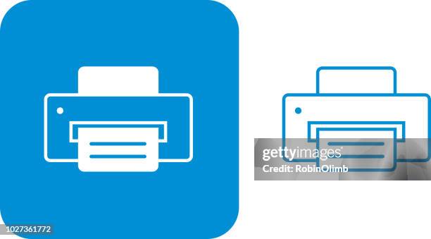 blue printer icons - computer printer icon stock illustrations