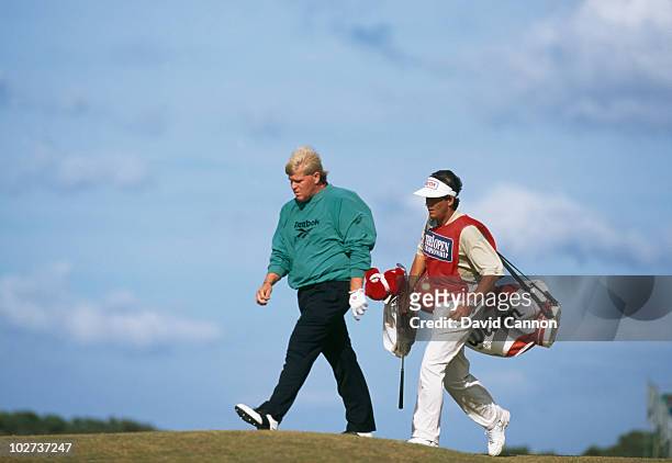 American golfer John Daly competing in the Open Championship at St Andrews, Scotland, 23rd July 1995.Daly went on to win the event.