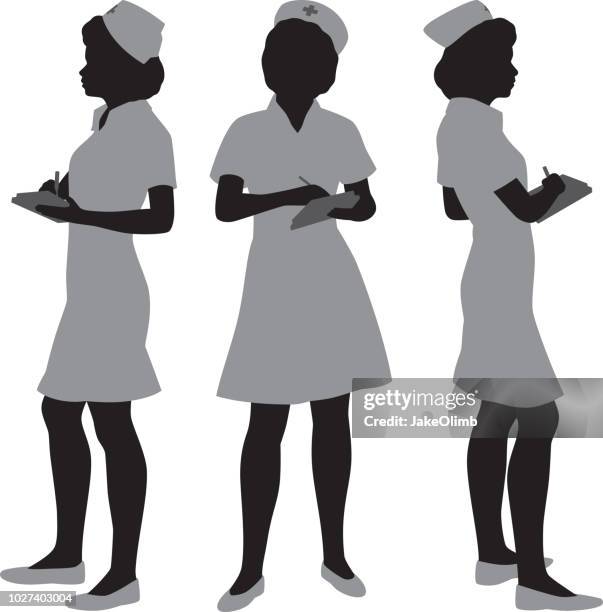 nurse silhouettes - nurse clipboard stock illustrations