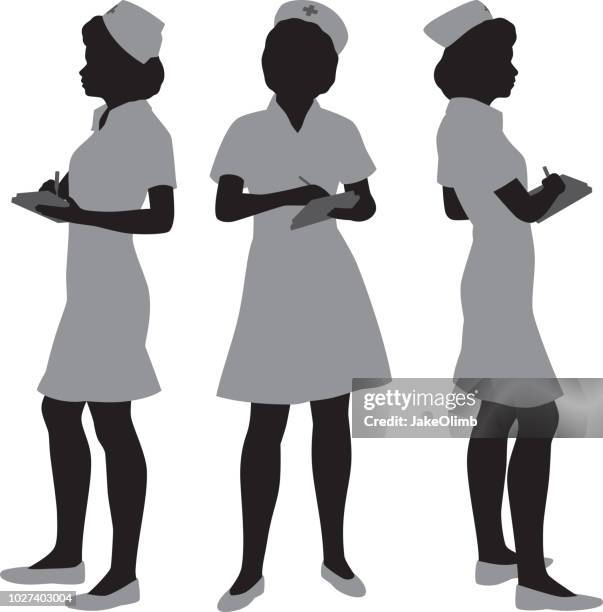 nurse silhouettes - nursing assistant stock illustrations