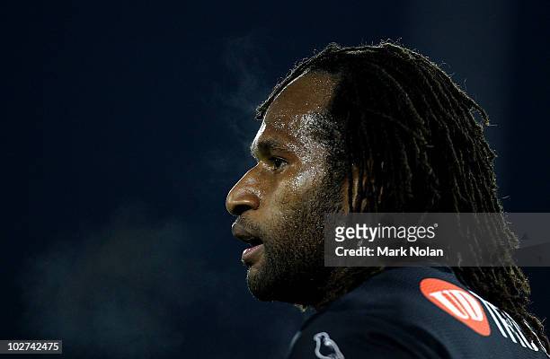 Lote Tuqiri of the Tigers is pictured during the round 18 NRL match between the Wests Tigers and the Gold Coast Titans at Campelltown Sports Stadium...