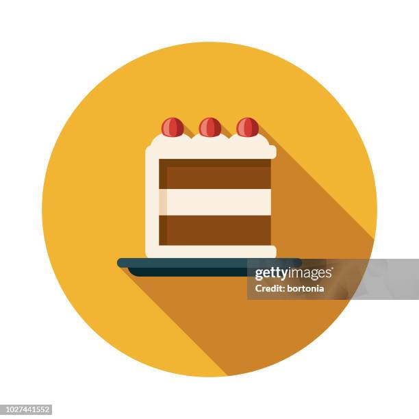 black forest cake 1970s flat design icon - vanilla cake stock illustrations