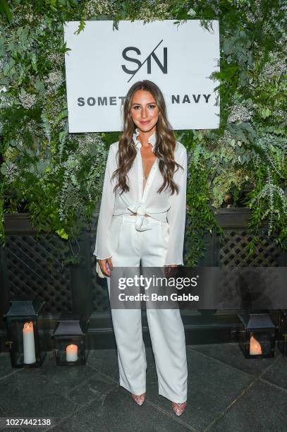 Something Navy's Arielle Charnas at her brand launch dinner in collaboration with Nordstrom At The Gramercy Park Hotel on September 5, 2018 in New...