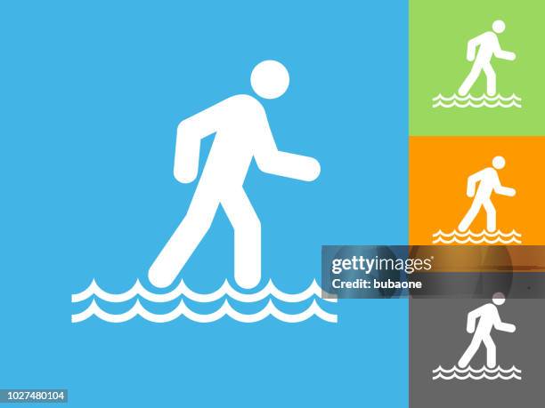 walking on water flat icon on blue background - walking on water stock illustrations