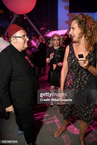 Alber Elbaz and a guest attend the Alber Elbaz X LeSportsac New York Fashion Week Party at Gallery I at Spring Studios on September 5, 2018 in New...