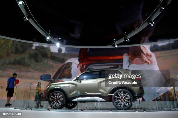 Lada 4x4 Vision is being displayed during the 2018 Moscow International Motor Show at the Crocus Expo Exhibition Center in Moscow, Russia on...