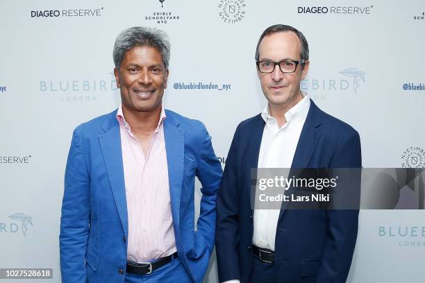 Bluebird London founders Des Gunewardena and David Loewi attend the Bluebird London New York City launch party at Bluebird London on September 5,...