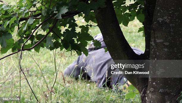 Man fitting the description of fugitive gunman Raoul Moat is seen as Police negotiate with him on July 9, 2010 in Rothbury, England. Police are...