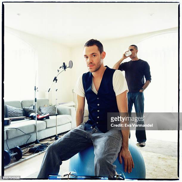 Singer Will Young and musician Nitin Sawhney poses for a portrait shoot in London, UK.