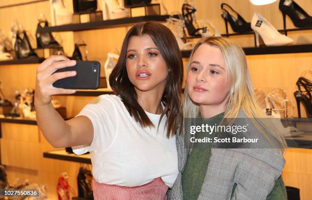 Sofia Richie poses with fans as she attends a store appearance at Windsor Smith at Chadstone Shopping Centre on September 6, 2018 in Melbourne,...