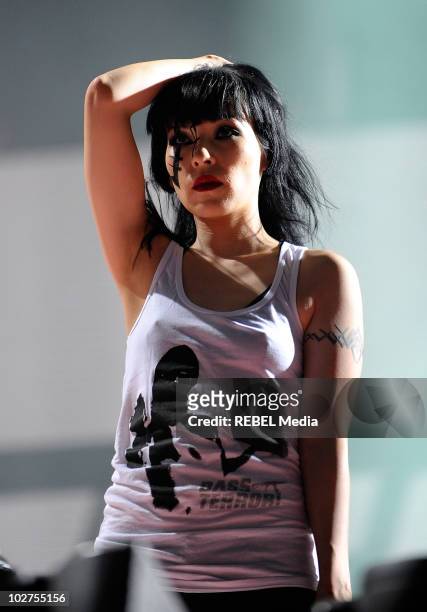 Nic Endo of Atari Teenage Riot performs at Day 2 of the Exit Festival on July 9, 2010 in Novi Sad, Serbia.