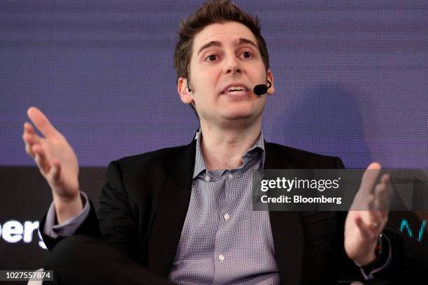 Eduardo Saverin, co-founder and partner of B Capital Group, speaks during the Bloomberg Sooner Than You Think technology summit in Singapore, on...