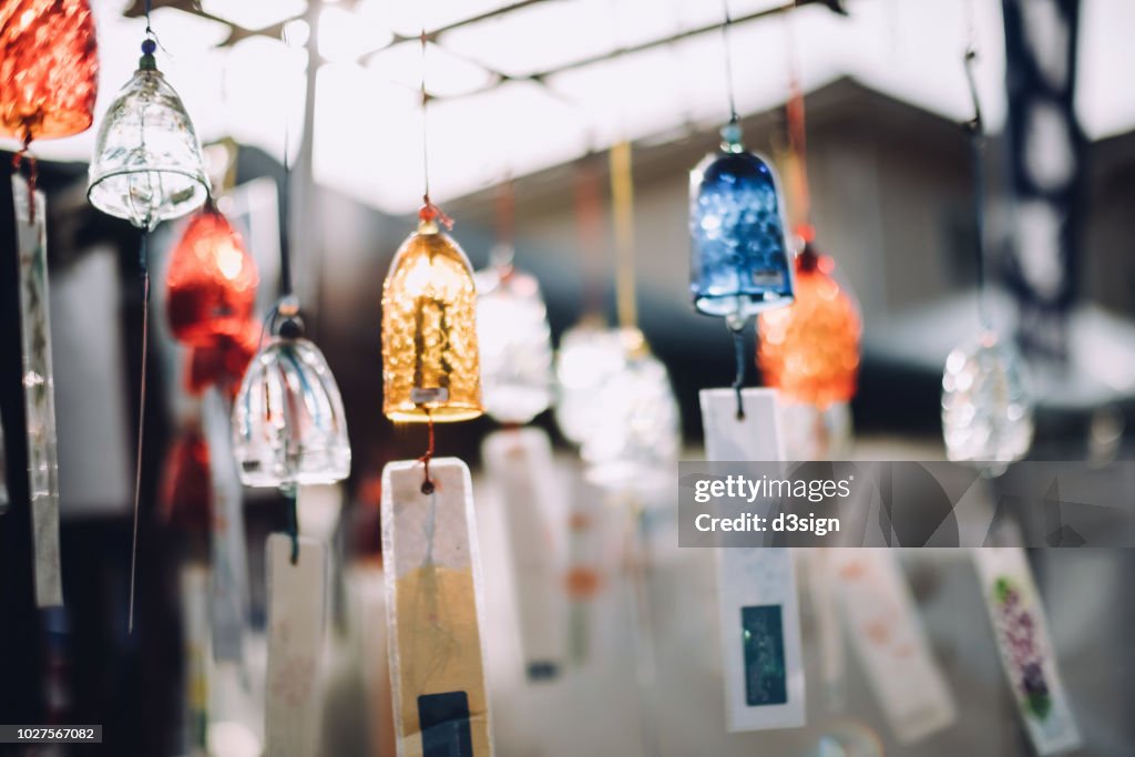 Traditional handmade Japanese wind chimes hanging for sale
