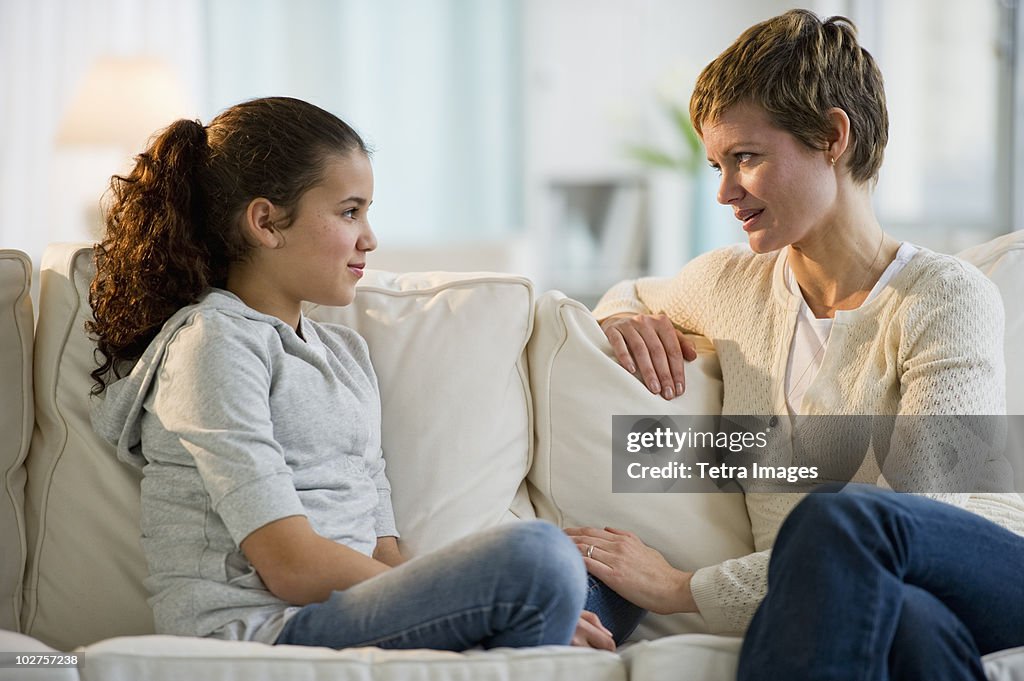 Mother and daughter having a serious talk