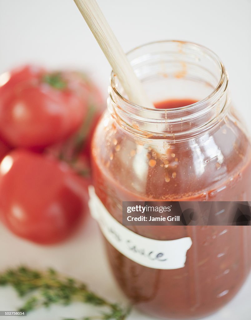 Jar of tomato sauce