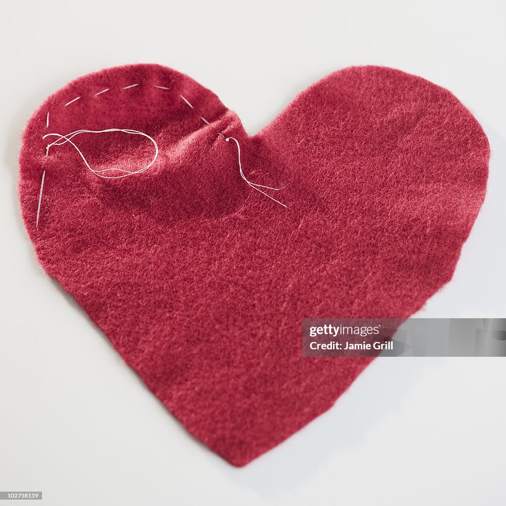 Stitched red heart