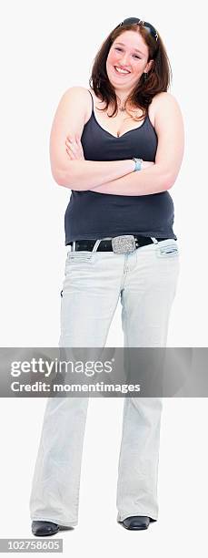 portrait of a young woman - chubby girls stockfoto's en -beelden