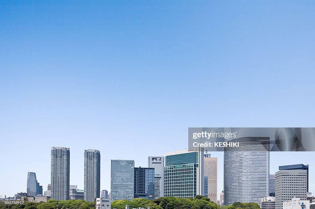 High rise buildings under sky, copy space, Tokyo prefecture, Japan
