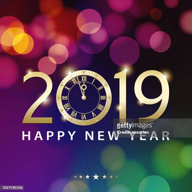 new year's eve countdown 2019 - new year new you 2019 stock illustrations