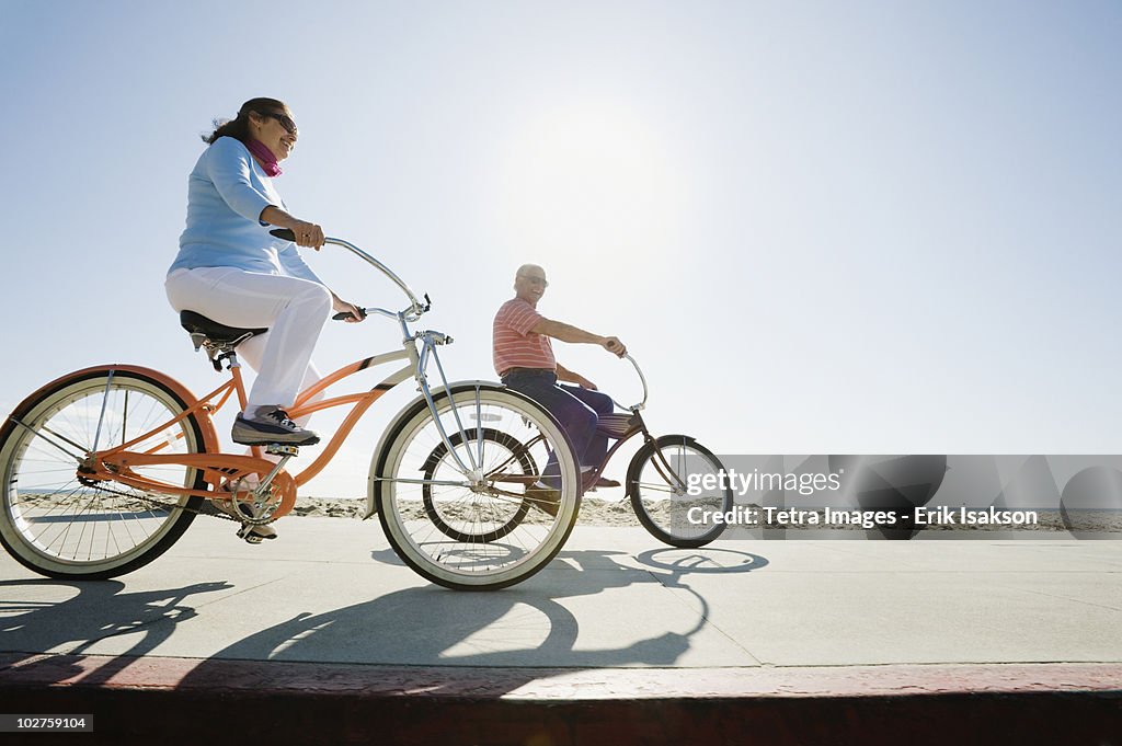 Couple riding bicycles