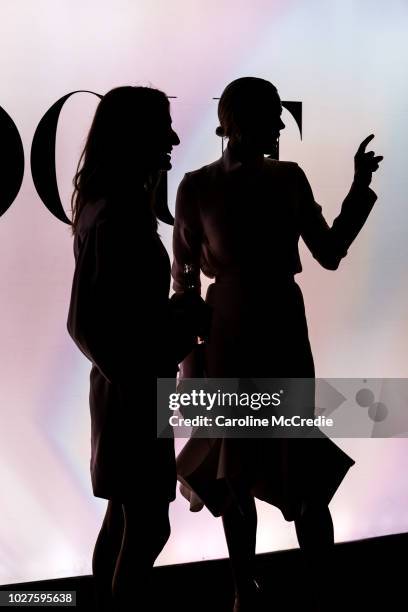 Kate Waterhouse and Jessinta Franklin during Vogue American Express Fashion's Night Out on September 6, 2018 in Sydney, Australia.