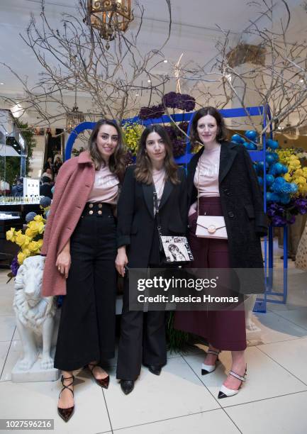 Rebecca Shalala, Bec Bonavia and Pip from Vogue poses for a photo in on the ground floor of David Jones during Vogue American Express Fashion's Night...