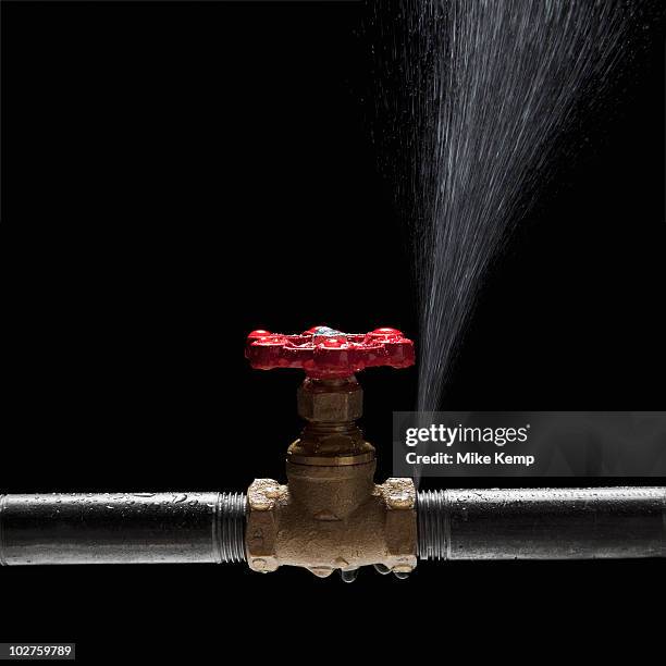 leaky stop valve - burst pipe stock pictures, royalty-free photos & images