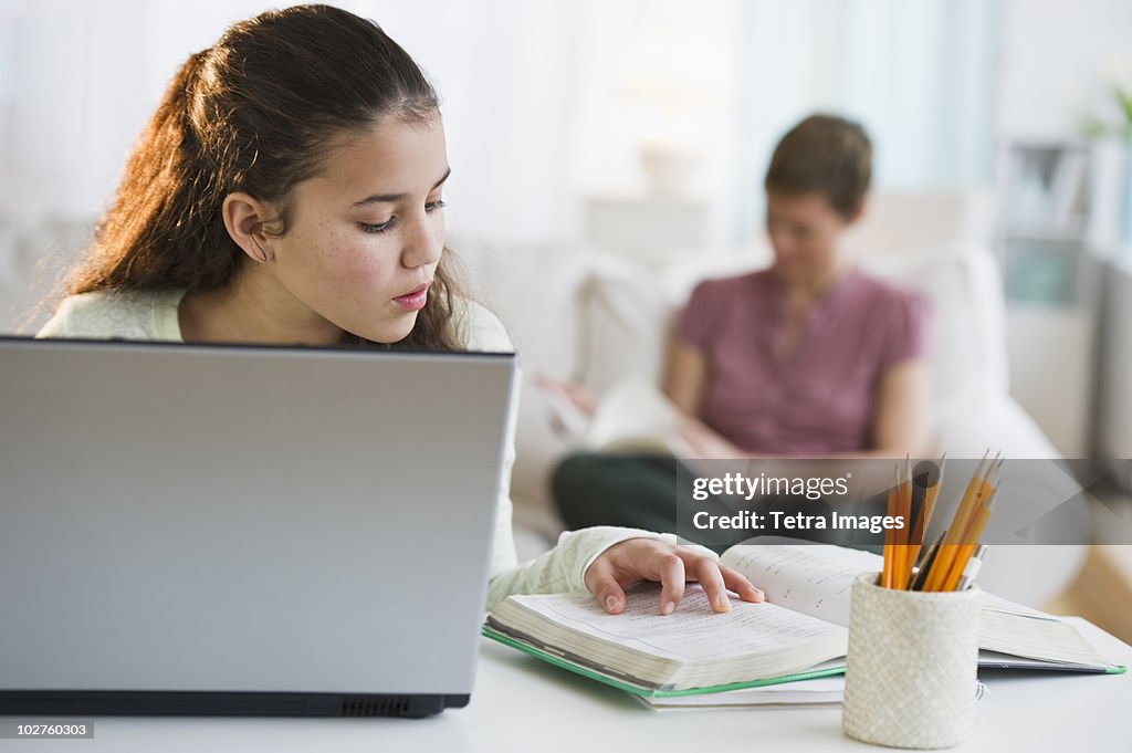 Young girl doing homework