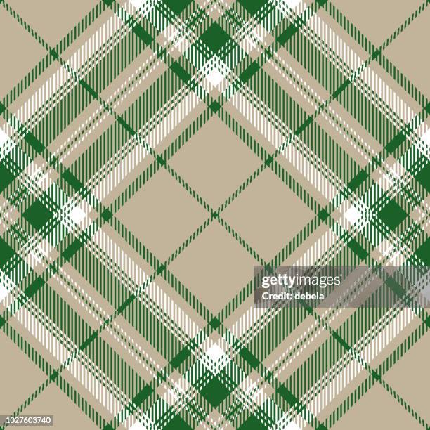 green and grey scottish tartan plaid textile pattern - argyle pattern background stock illustrations