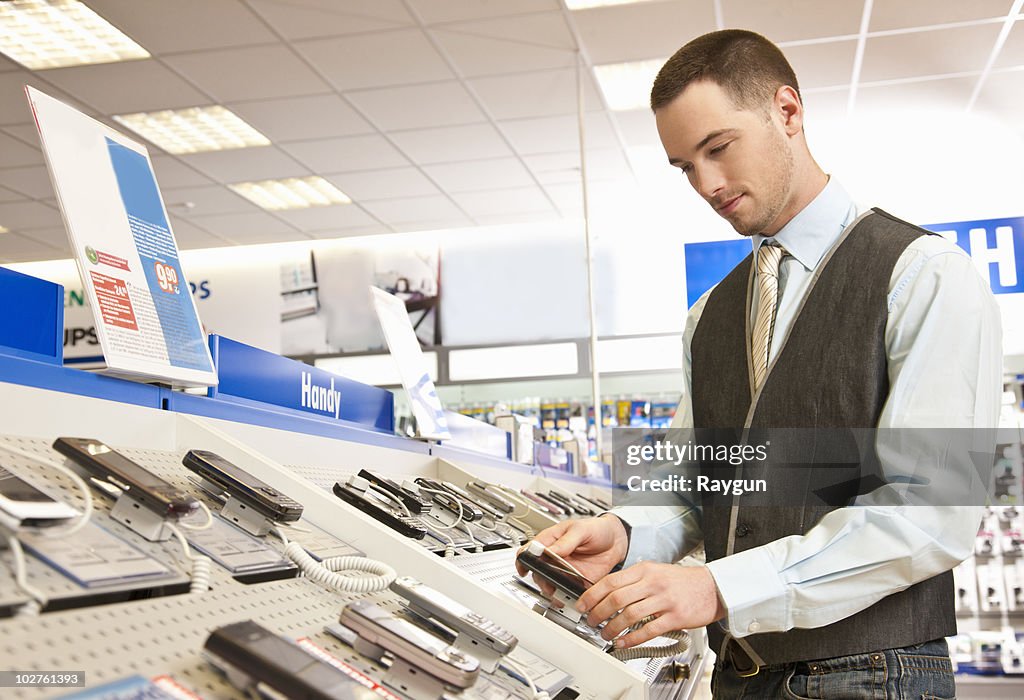 Employee preparing mobile phones