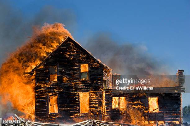 house on fire - burning stock pictures, royalty-free photos & images