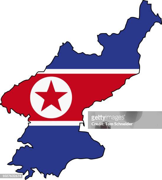 north korea, flag, outline - north korea stock-grafiken, -clipart, -cartoons und -symbole