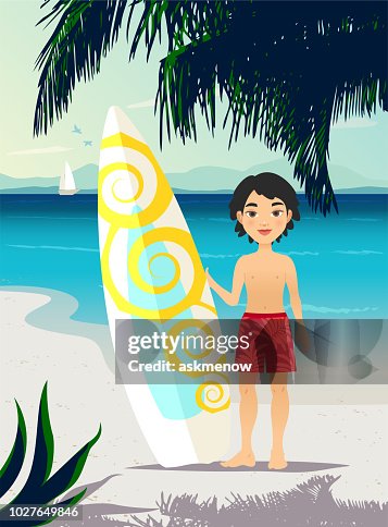 男孩和衝浪板 男孩和衝浪板