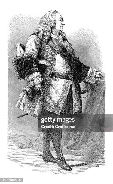 george ii king of great britain and ireland portrait illustration - george ii of great britain stock illustrations