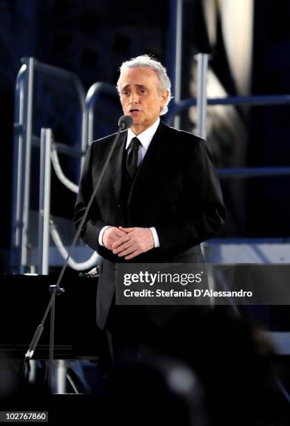 Tenor Jose Carreras performs live at the Terrazze del Duomo on July 9, 2010 in Milan, Italy.