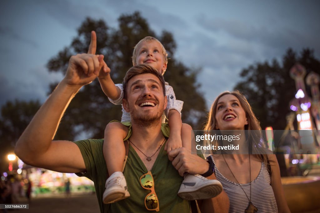 Family enjoy on summer festival